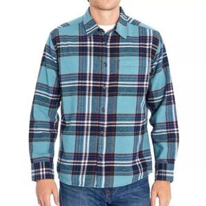 Eddie Bauer XL Bristol Flannel Shirt in Lightstream (Blue Plaid) Button Down